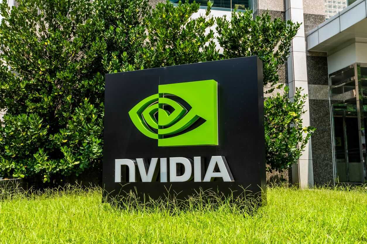 NVIDIA Corp logo outside building-by BING-JHEN_HONG via iStock